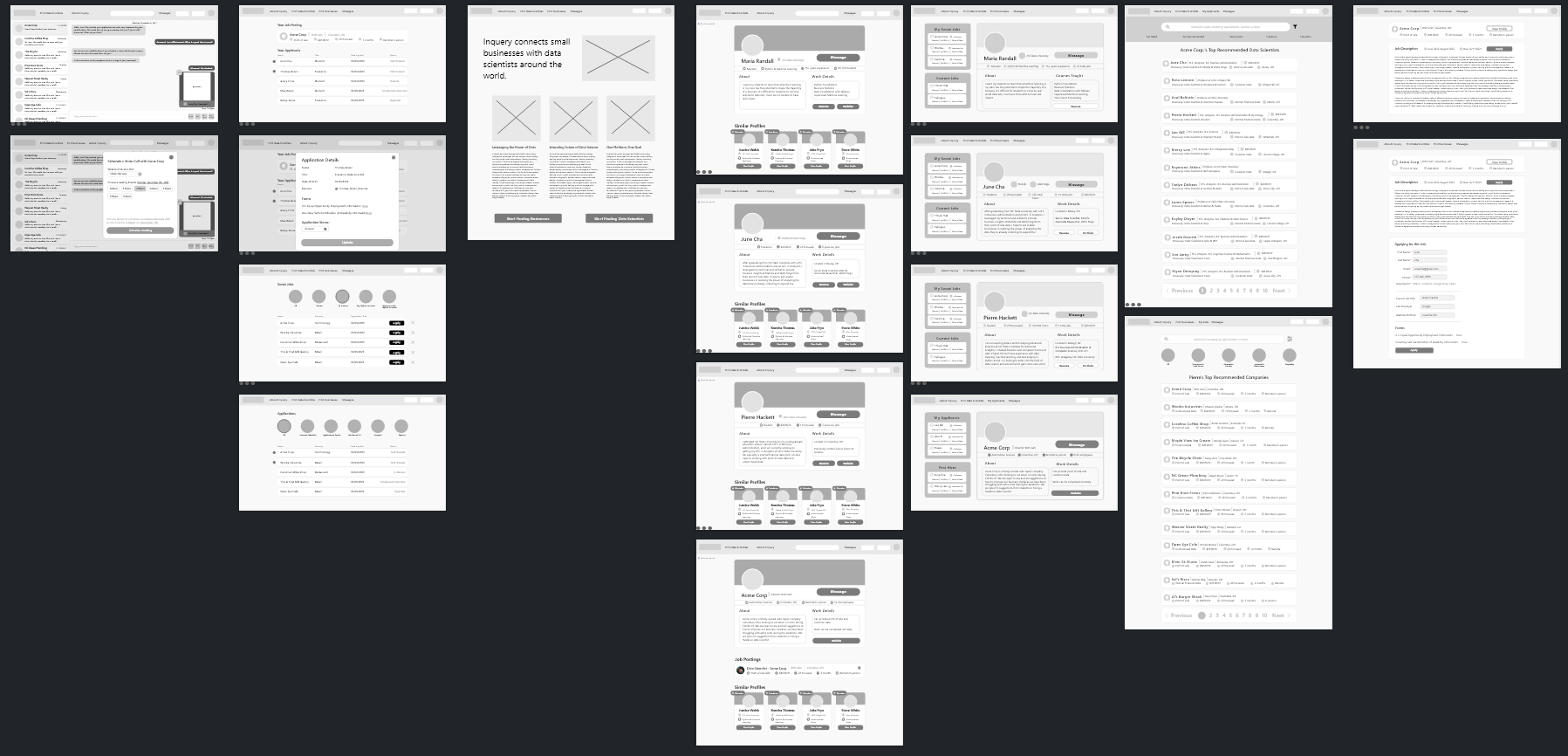 Inquery wireframes